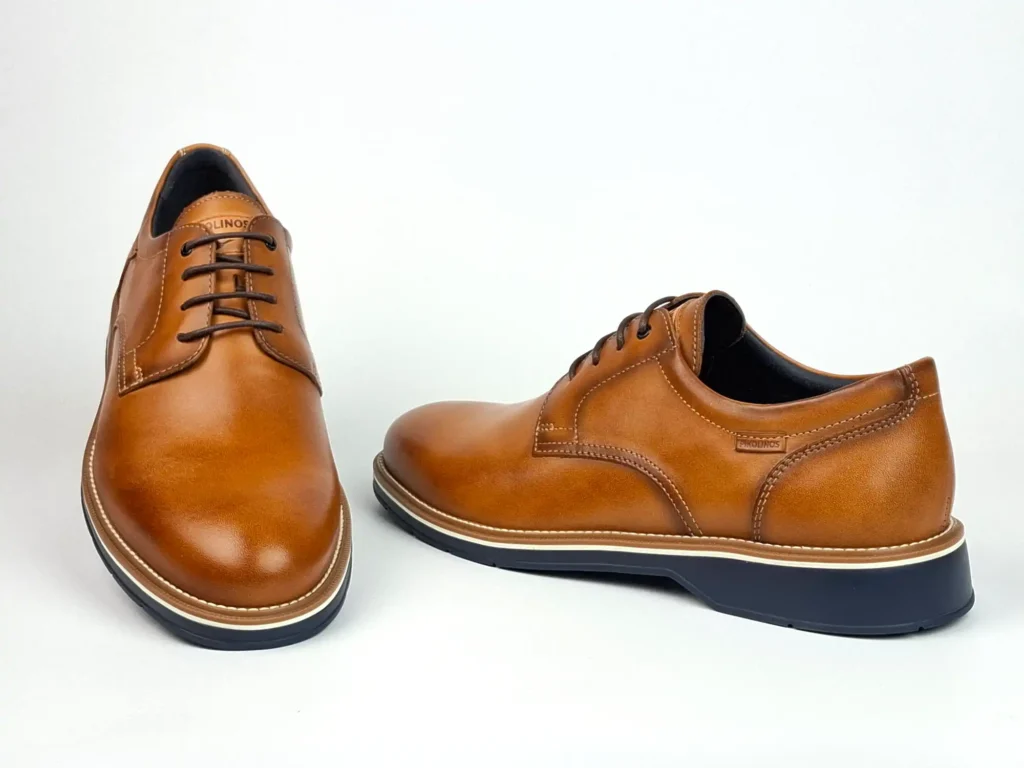 sportlich eleganter Herren Halbschuh zum schnüren von PIKOLINOS Obermaterial und Innenfutter Leder Nähte dunkler nachgefinisht Innensohle herausnehmbar Laufsohle dunkelblau